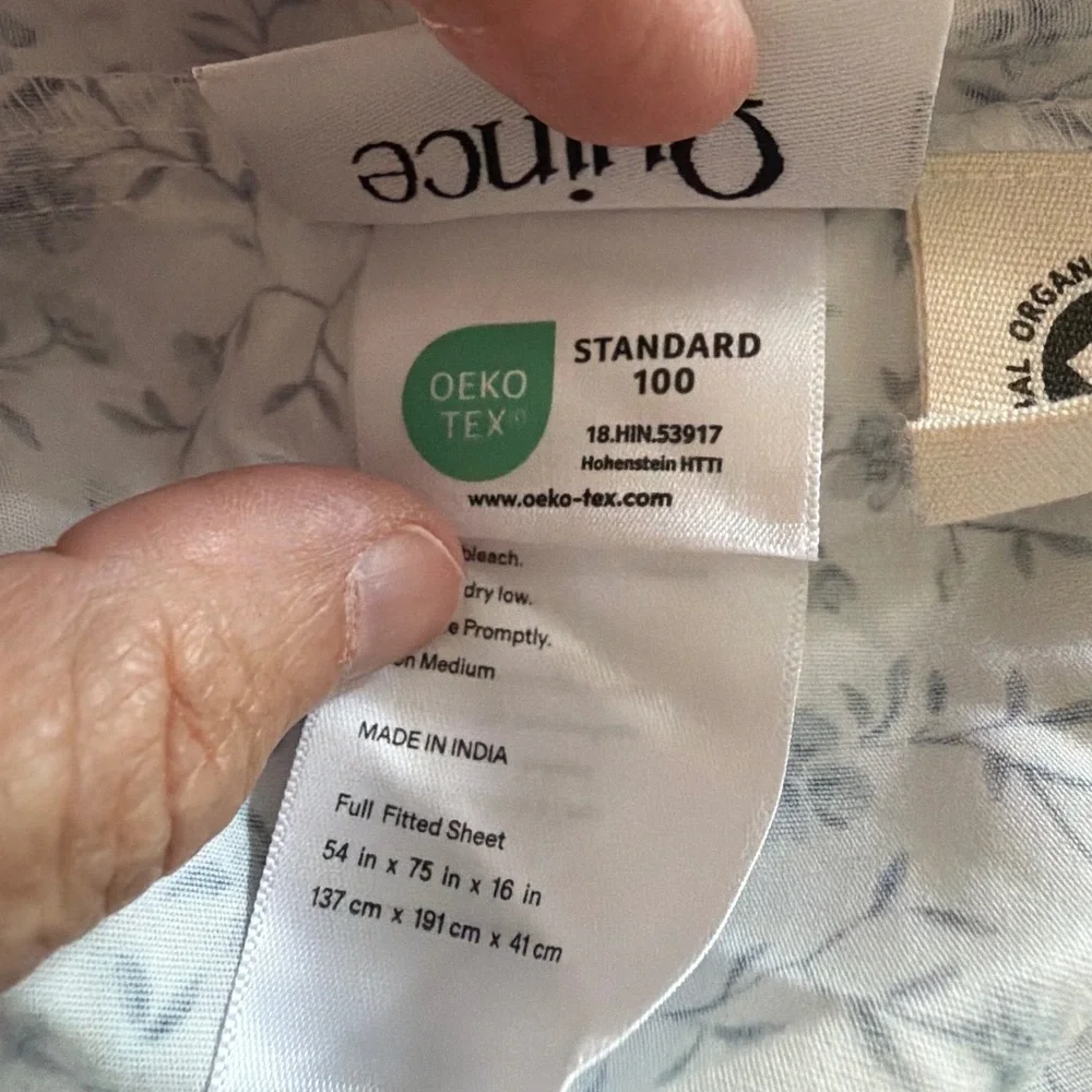 Quince Blue Forette Organic Cotton Sheet Set And 2 Pillowcases Size Full Floral